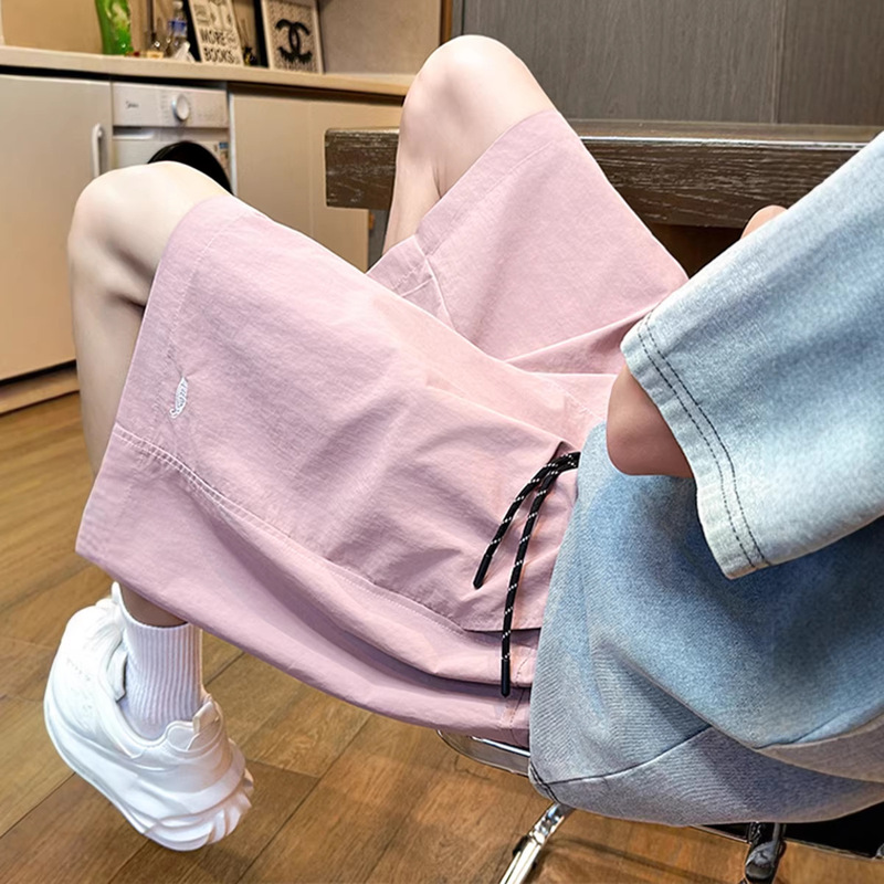 2026 New Summer Sports Shorts for Men, Thin Casual Five-Point Pants, Ice Silk Quick-Dry, Large Size Dopamine Beach Shorts
