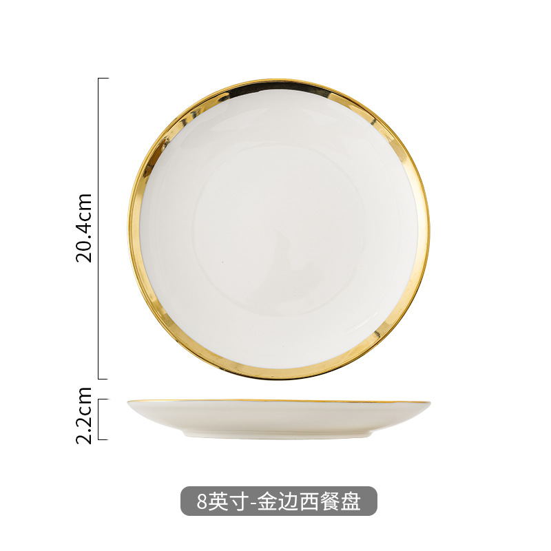 Nórdico creativo cerámica Placa de carne subred luz roja vajilla de lujo ins plato occidental plato Placa de desayuno en casa