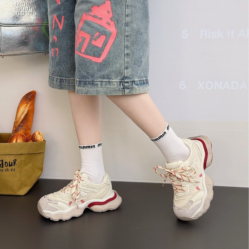 Genuine Leather Mesh Thick-Soled Trendy Dad Sneakers for Women, 2026 Spring/Summer Model, Comfortable, Lightweight, Versatile Casual Sports Shoes Genuine Leather Mesh Thick-Soled Trendy Dad Sneakers for Women, 2026 Spring/Summer Model, Comfortable, Lightweight, Versatile Casual Sports Shoes
