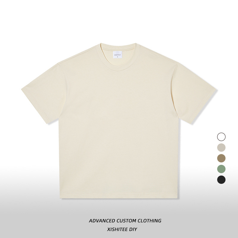 Camiseta blanca de manga corta de algodón puro para hombre, talla europea y americana extragrande de 280 g, personalizada, moderna y fresca para el verano. image 25