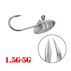 血槽鈎根釣1.5g/2.5g/3.5g/5g路亞軟餌不倒翁魚頭鈎鉛頭鈎