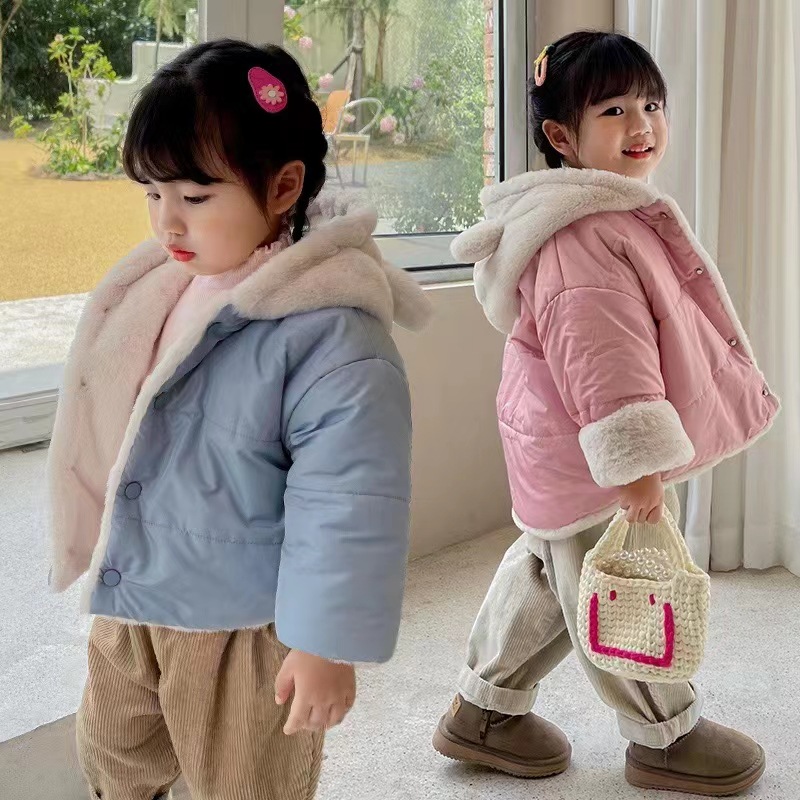 Weinig haar, mannelijke vrouwelijke schat, twee katoenen gewatteerde kleding met konijnenhaar erin, schattige baby warm_voghion.com