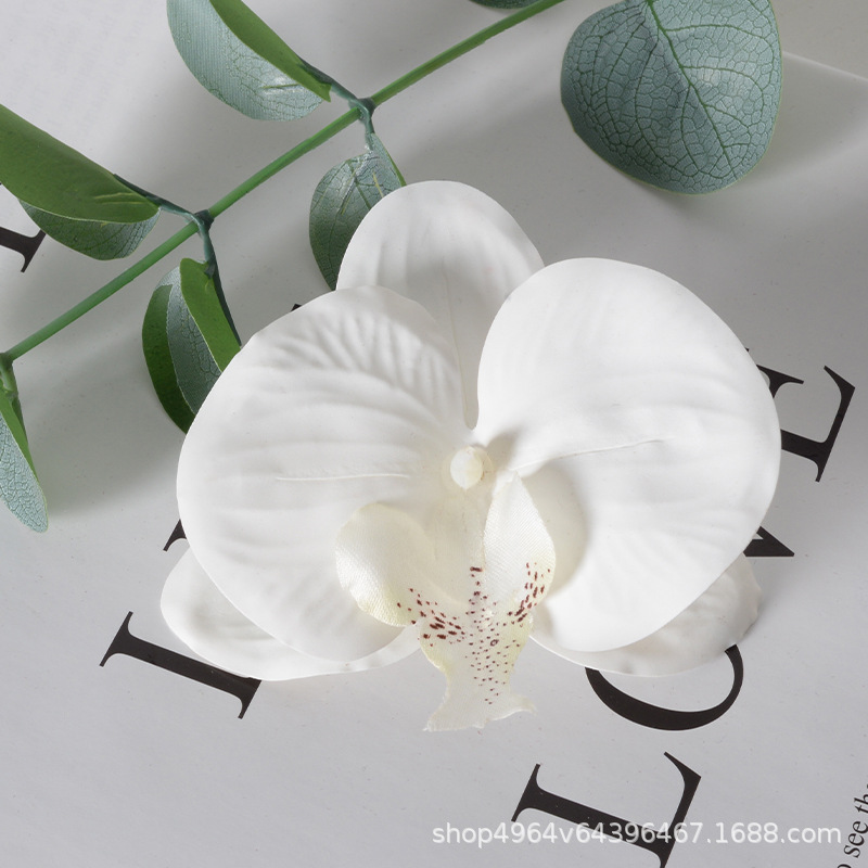 Película blanca Phalaenopsis flor cabeza pétalo simulación flor accesorios tocado horquilla diy flor decorativa de boda hecha a mano