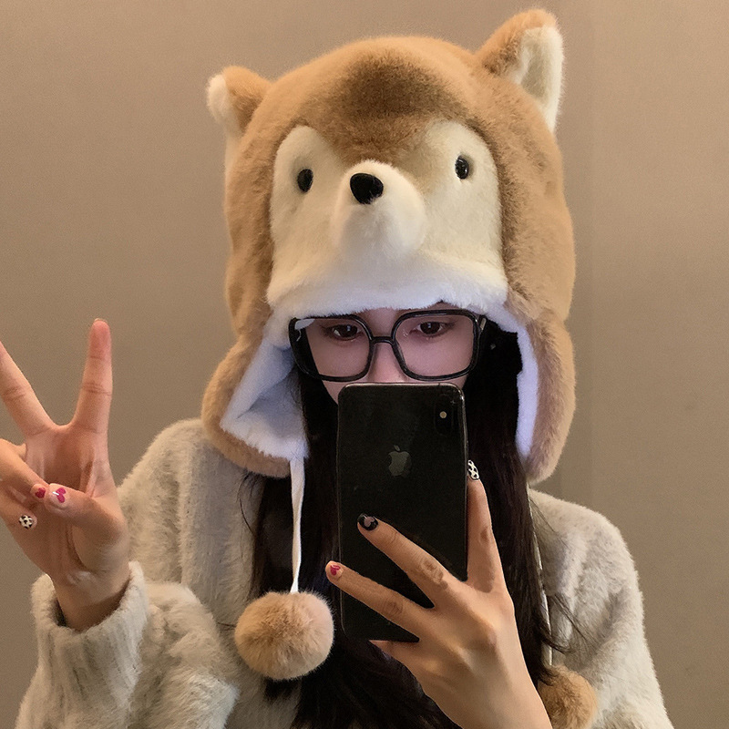 Meetsunny dibujos animados Husky sombrero lindo chica sombrero Internet celebridad mismo estilo oído protección caliente sombrero