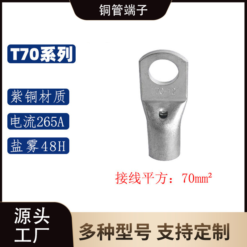 T70系列 铜管端子/紫铜接线端子 铜鼻子冷压接线端子
