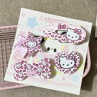 Sanrio розовый леопардовый рисунок Kitty заколки для волос дикие пятиконечные звезды кости утка клип милые мультипликационные аксессуары для волос