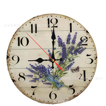 跨境热销新款12英寸挂钟欧式木质时钟 时尚创意家居装饰静音挂钟