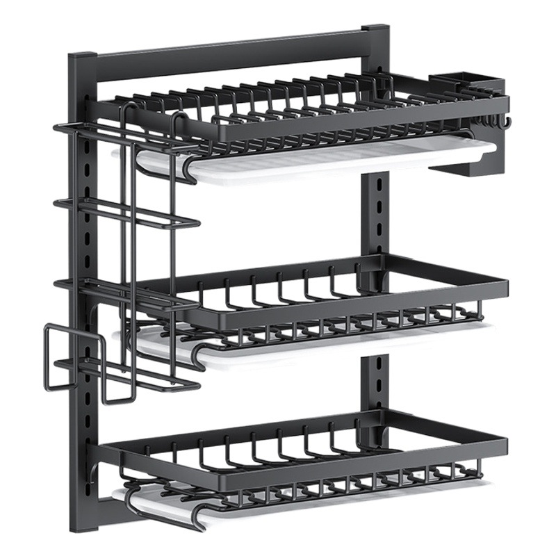 Punch-free Cupboard Dish Rack Drain Rack Wall-mounted Kitchen Storage Rack Sink Tableware Integrated Cupboard Storage Rack