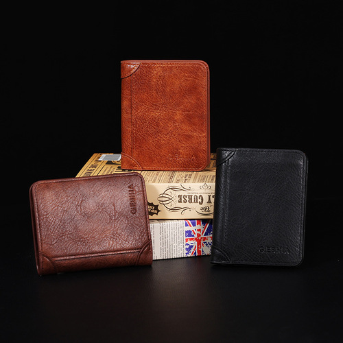 New men's wallet short cross-border retro business multi-card slot card holder men's wallet wallets wholesale