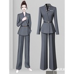 灰色职业西装套装女高级感酒店前台工装制服珠宝店经理工作服高端