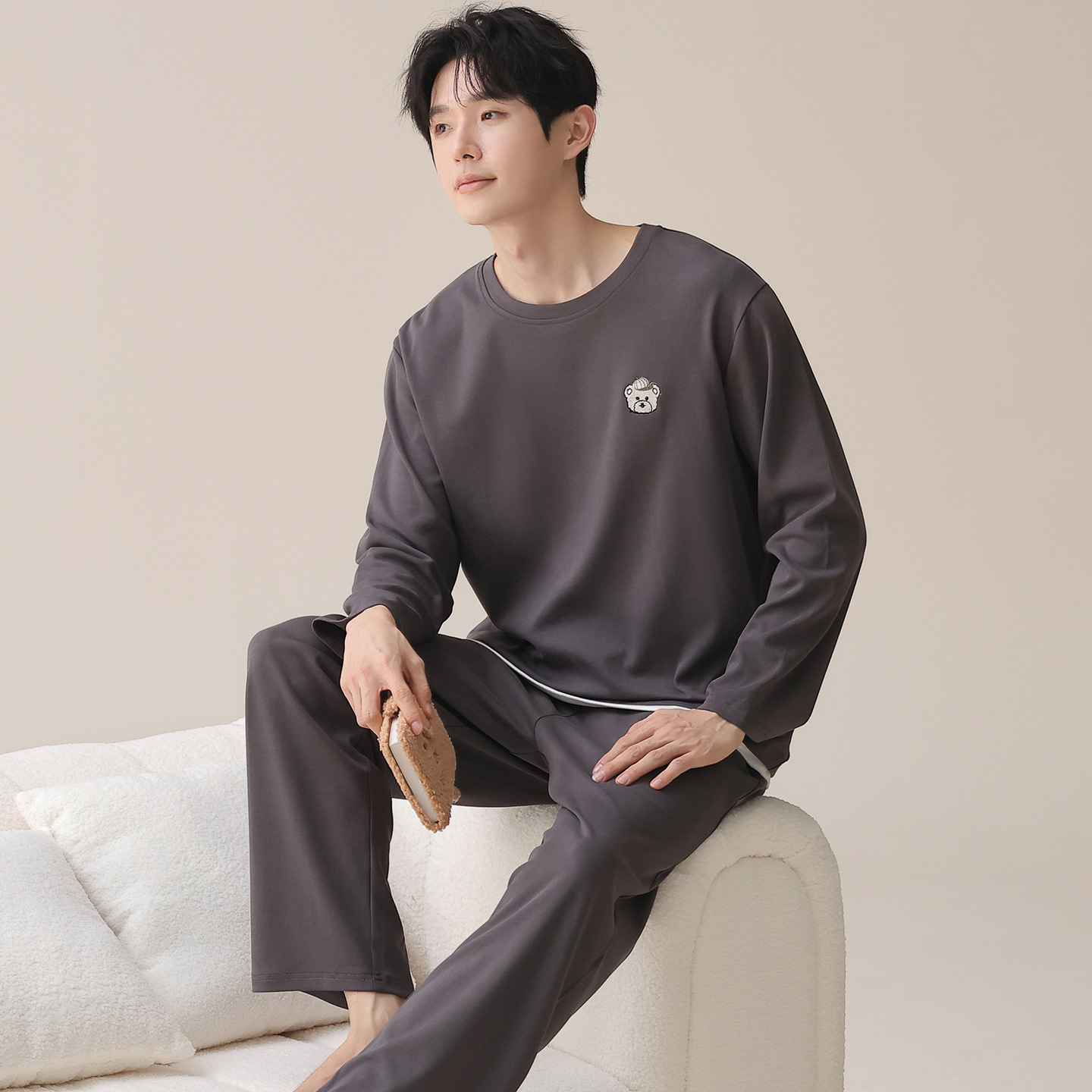 100% Cotton Pajamas for Men 2025 New Spring and Autum Loose High Quality Wearable Long-Sleeved Suit Home Clothes