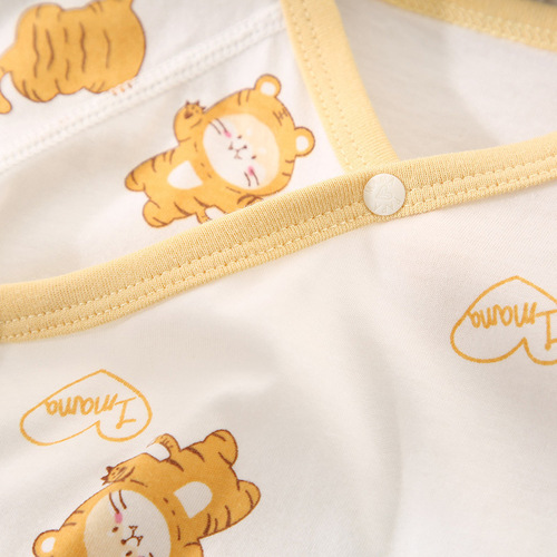 I love mom and dad, newborn boys and girls, summer sweat cloth short-sleeved fart clothes, cute printed pure cotton, boneless