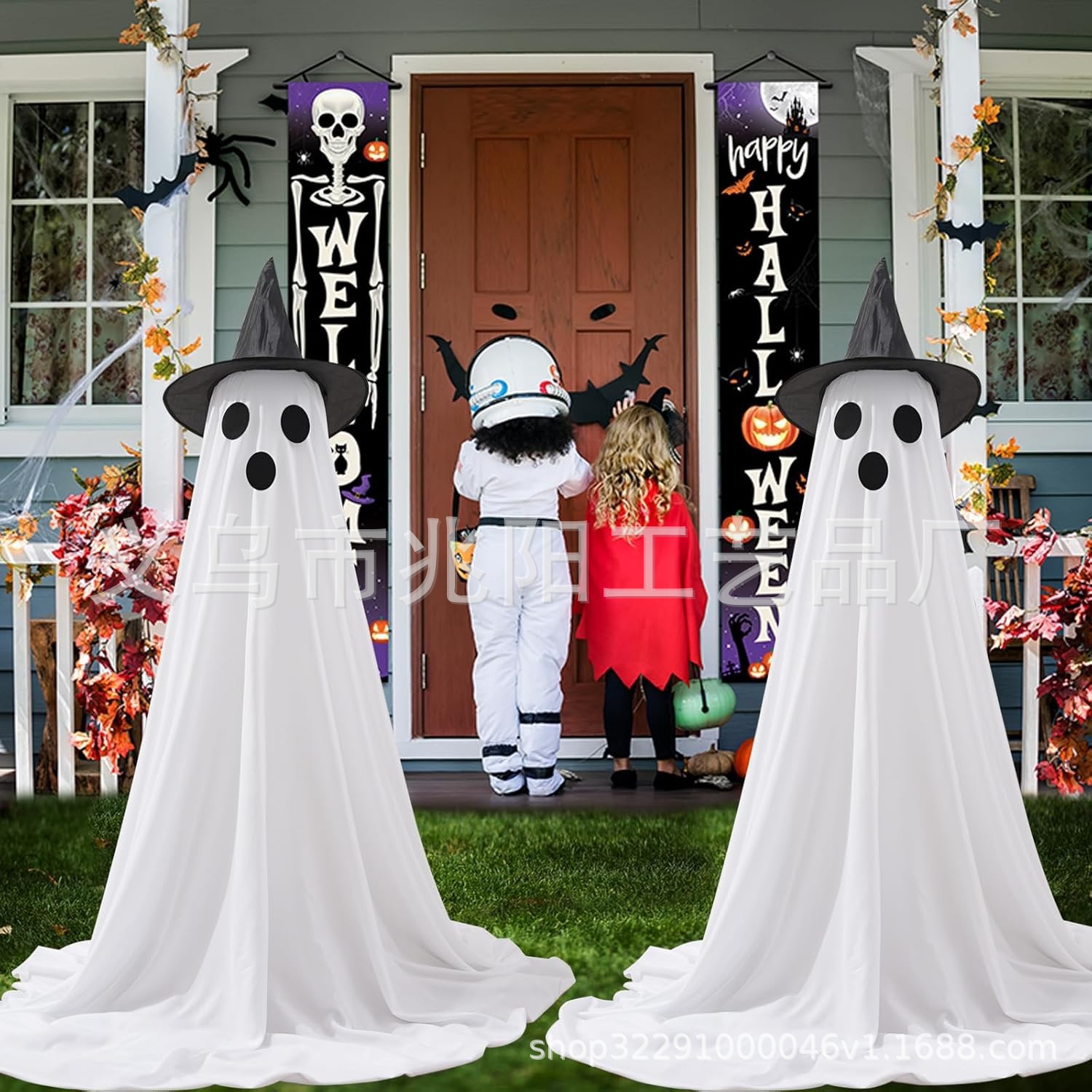 fantasma luminoso con sombrero de Halloween de pie porche fantasma patio fantasma decoración de control remoto LED fantasma luminoso