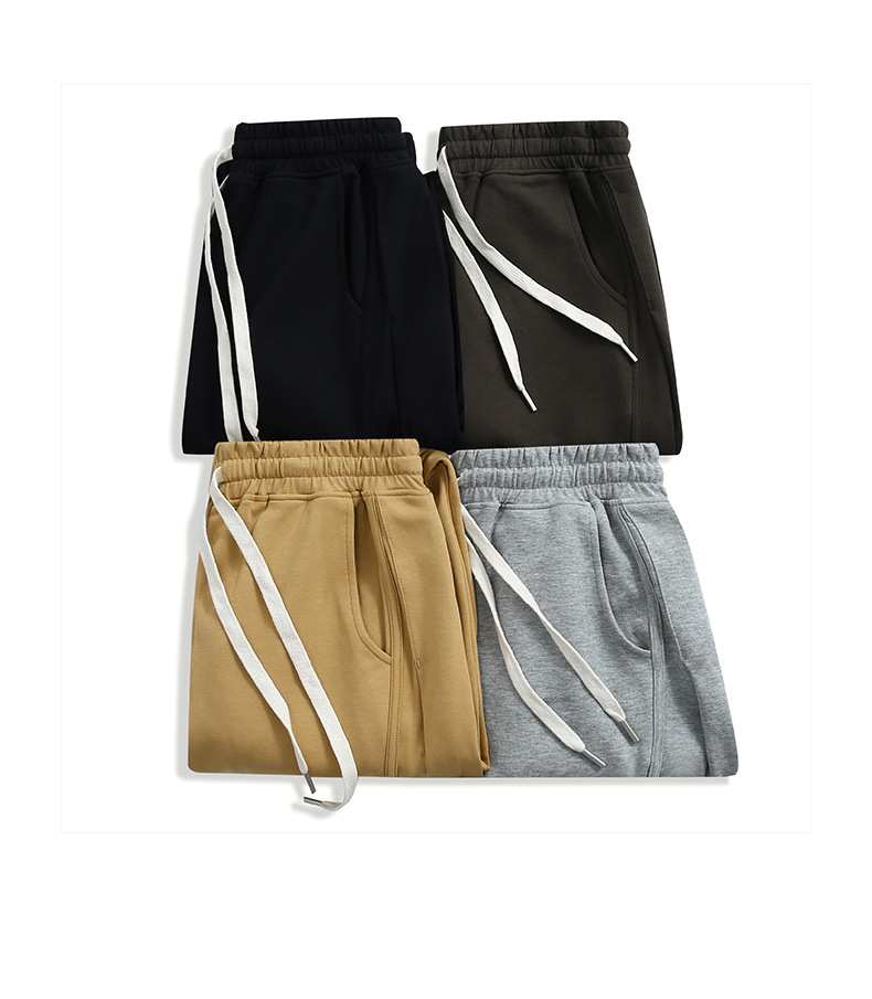 登爵男装双面棉拖地悬垂高级感裤子纯色直筒休闲卫裤阔腿长裤 (