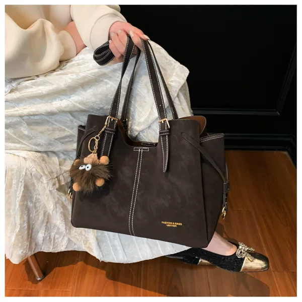 Retro Frosted Soft Leather Tote Bag for Women 2026 New Niche High-End Versatile Work Clothing Shoulder Bag Handbag