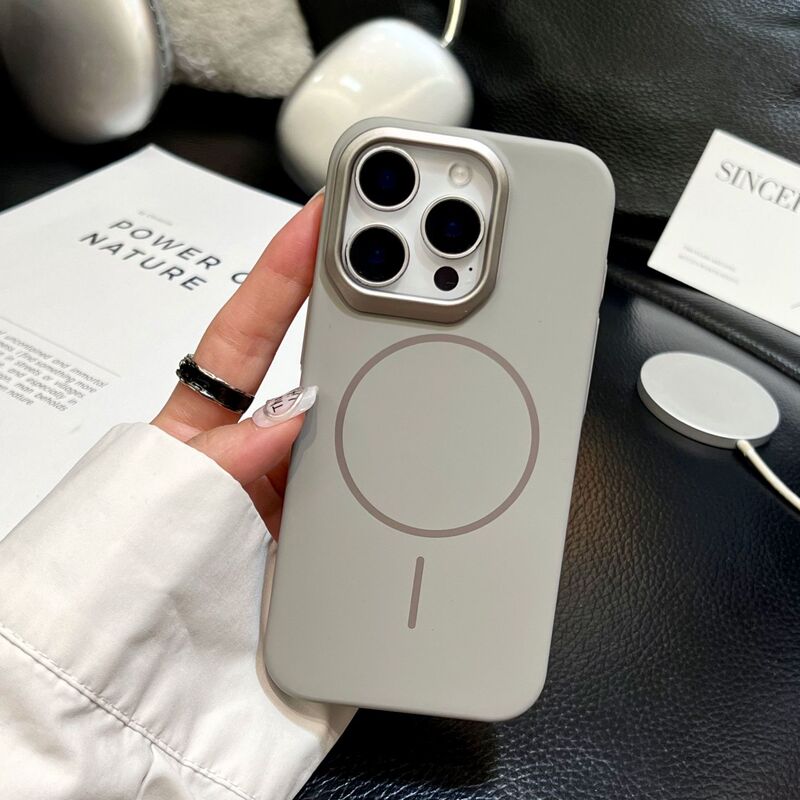 iPhone17promax肤感磁吸手机壳苹果16金属镜头15纯色14防摔保护套|undefined