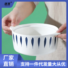 7英寸陶瓷双耳日式汤碗9.9元包邮创意沙拉碗泡面碗拉面碗大号家用
