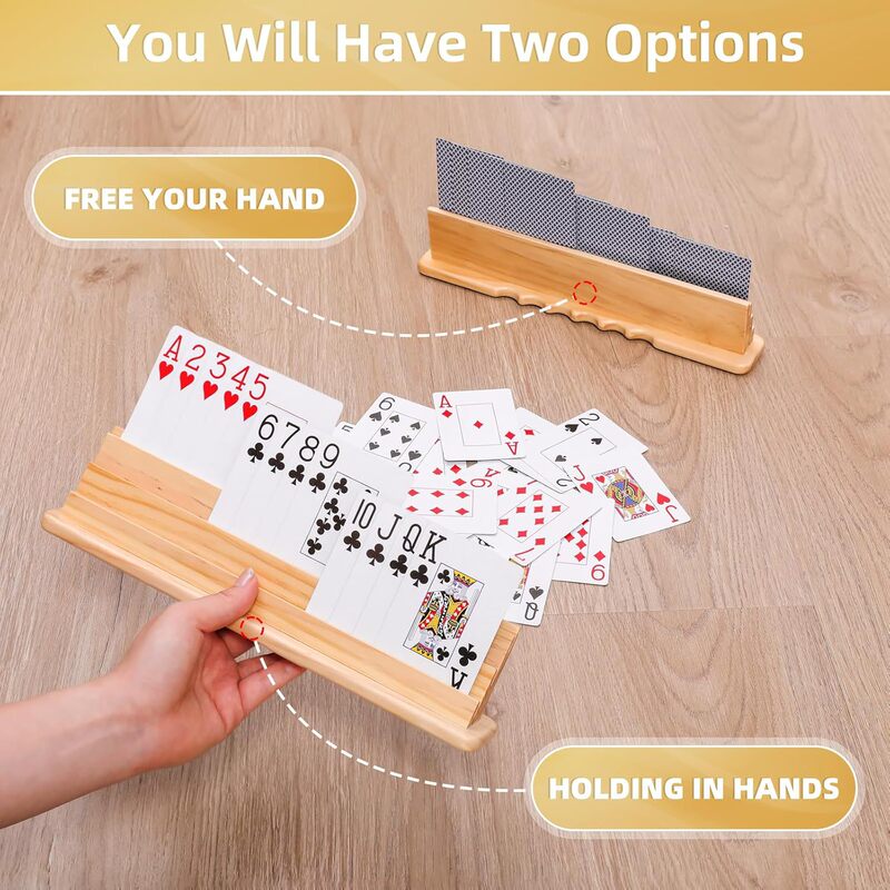 Wooden Playing Card Holder Handheld Groove Design Playing Card Base Game Card Inserter Card Holder Wooden Playing Card Holder Handheld Groove Design Playing Card Base Game Card Inserter Card Holder