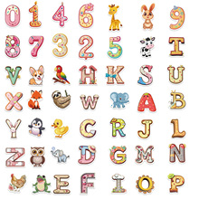 50张益智儿童字母数字涂鸦贴纸装饰笔记本行李箱DIY防水贴画批发