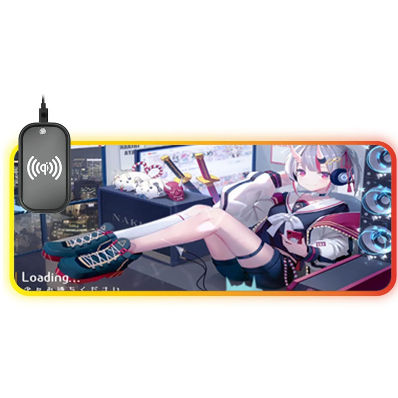 [Oversized Аниме каваии девушка 15W беспроводная RGB мышьpad]
