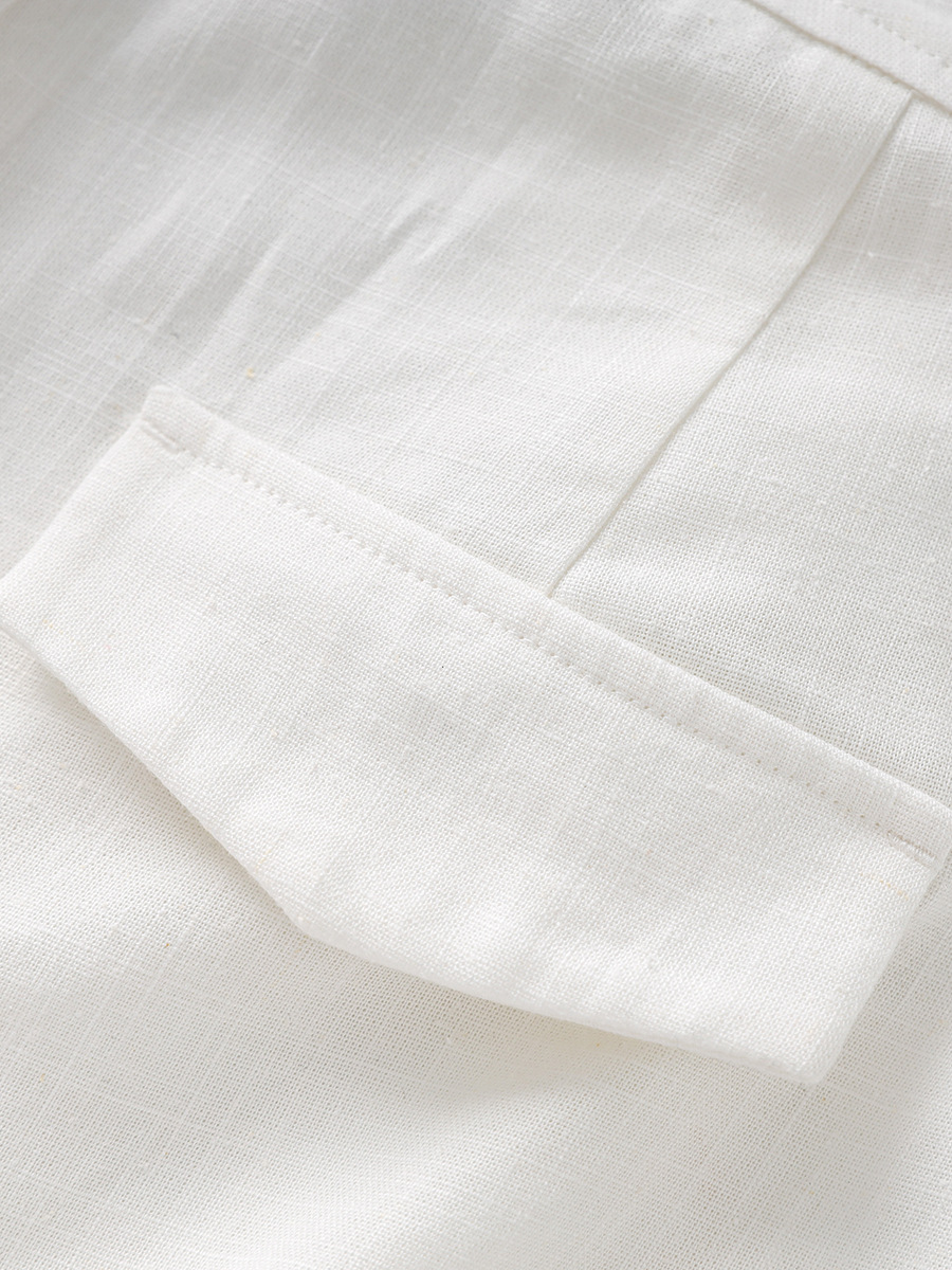 Quần âu ống rộng phong cách tiền cũ vải Tencel linen trắng mùa hè — Màu trắng
