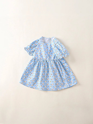 New girls' dress for middle and small children, casual printed short-sleeved round neck children's princess dress, floral baby dress
