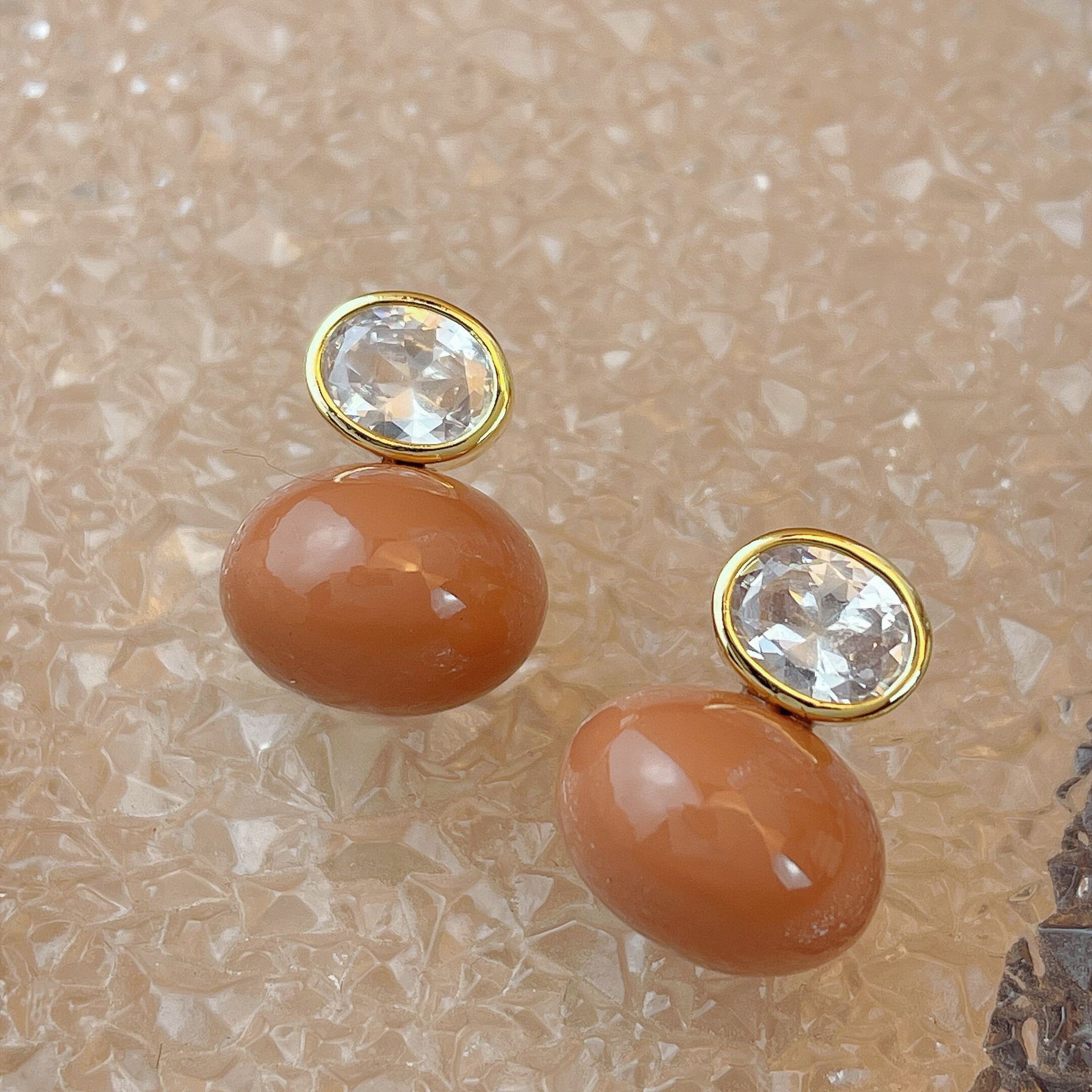 F7930 지르콘 브라운 진주 귀걸이