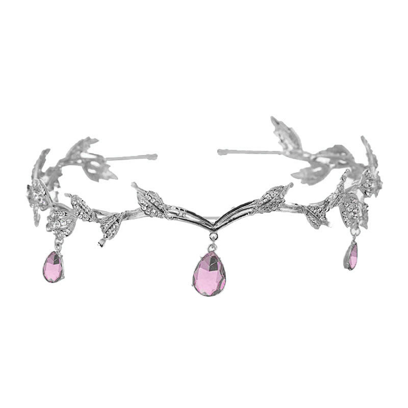 Corona barroca para mujer, dije de ceja nupcial de aleación con forma de gota de agua y hoja, diadema de princesa, accesorios para el cabello retro con diamantes de imitación