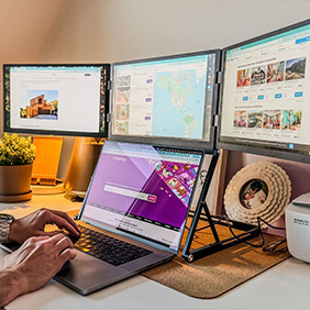 Source factory triple-screen portable monitor for professional mobile office, split-screen laptop, portable expansion screen