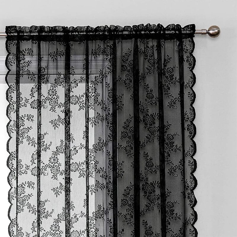 Cross-border Finished Products in stock Pastoral Flowers Lace Rose Warp Knitted Yarn Curtain Transparent Curtain Amazon Foreign Trade Cross-border Finished Products in stock Pastoral Flowers Lace Rose Warp Knitted Yarn Curtain Transparent Curtain Amazon Foreign Trade