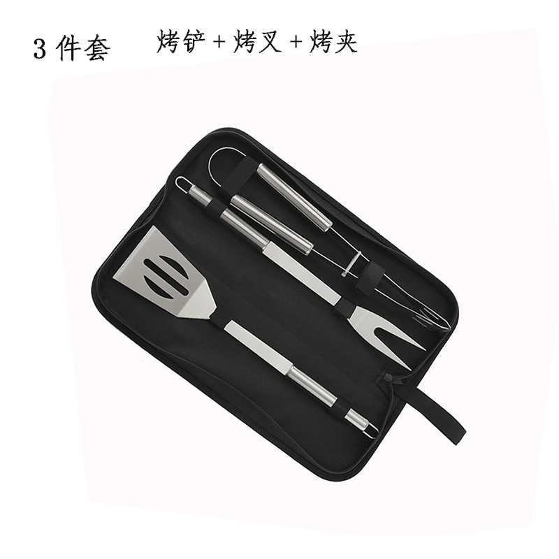 Juego de barbacoa transfronterizo de 5 piezas con bolsa de tela, juego de herramientas combinadas para barbacoa, tenedor, pala, juego de 3 piezas para barbacoa al aire libre