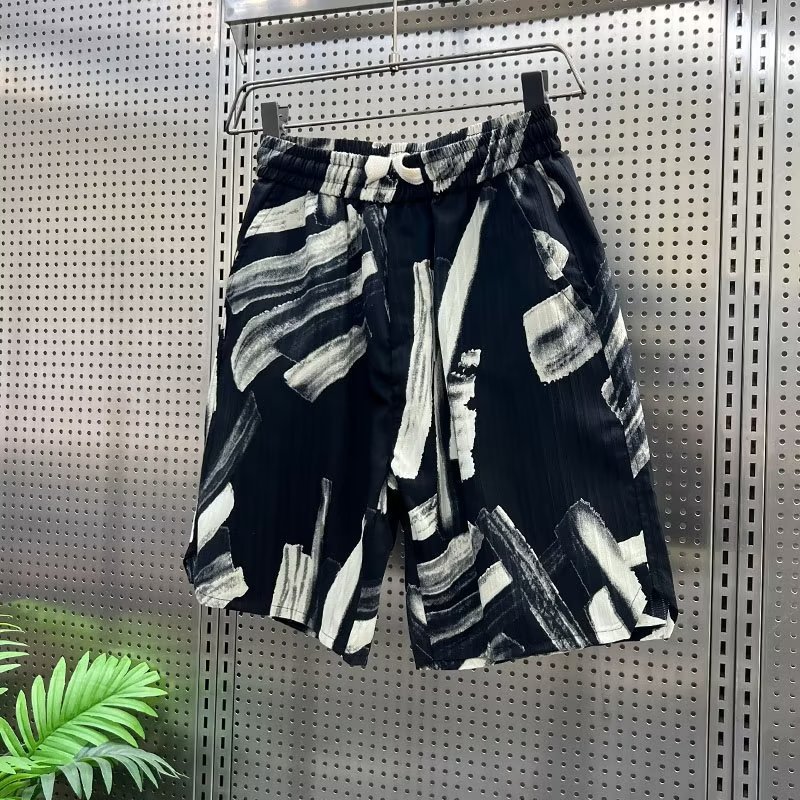Outwear shorts for men's summer 2023 new Korean version beach with printed trendy youth casual pants_voghion.com