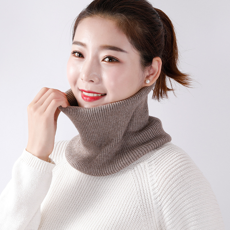 Spring, Autumn and Winter New Thickeneded Cashmere Neck Scarf, Wool Knitted Warm Cervical Spine Protection, Unisex and Windproof