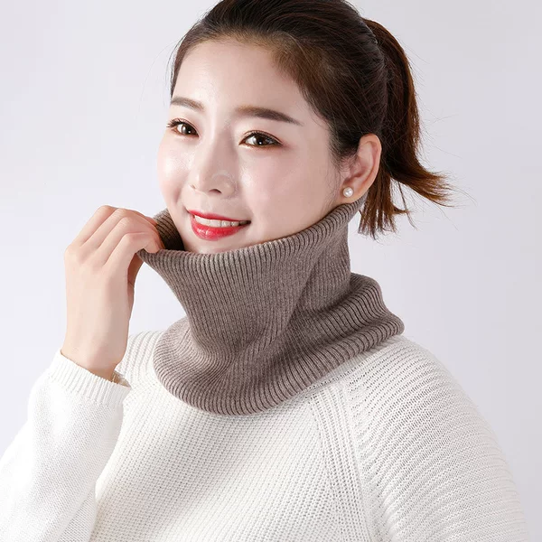 Spring, Autumn and Winter New Thickeneded Cashmere Neck Scarf, Wool Knitted Warm Cervical Spine Protection, Unisex and Windproof