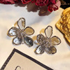 Crystal, fashionable earrings, European style, flowered, 2024 years, internet celebrity