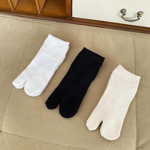 Japanese plain two-toe socks, breathable mesh terry tabi socks, sports and leisure flip-flops, men's boat socks, cotton