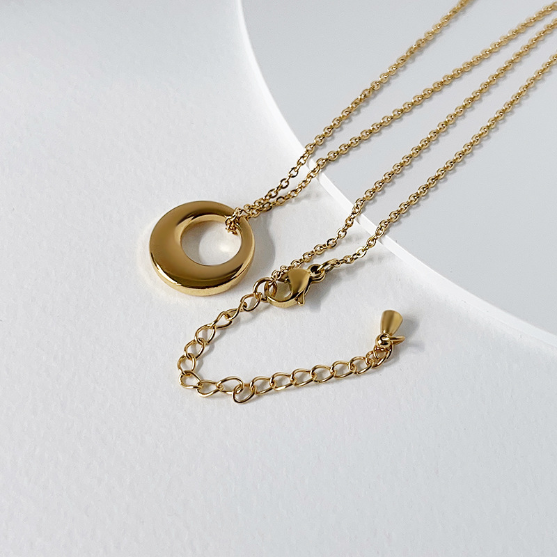 Fashion Round Titanium Steel Plating Pendant Necklace_colorza_5