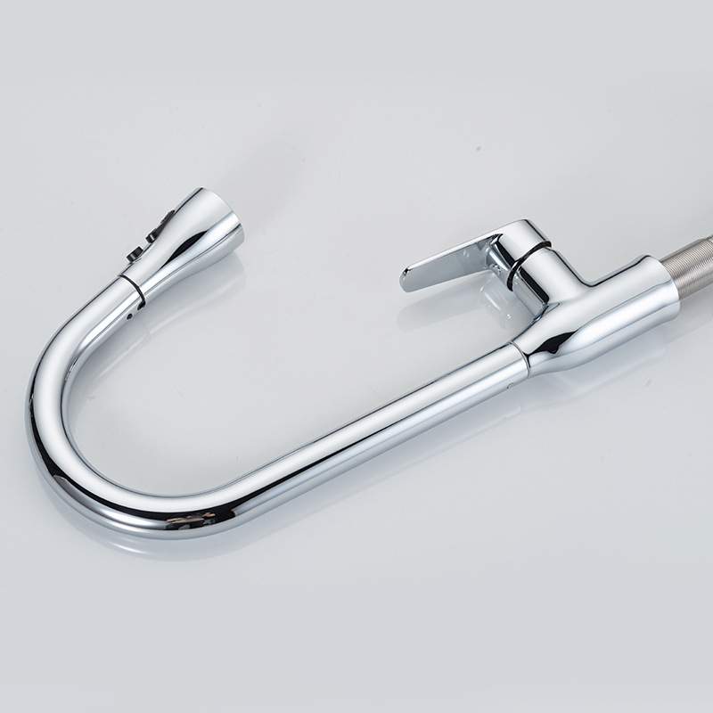 Todo el grifo de agua fría y caliente de la cocina doméstica de cobre, fregadero de extracción, fregadero, fregadero, grifo de refuerzo a prueba de salpicaduras