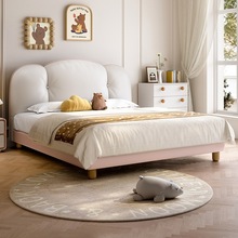 城堡儿童床公主床女孩卧室粉色皮床2025新款带抽屉储物软包床