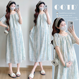 Maternity Wear 2025 Summer New Korean Style Fashionable Elegant Versatile Loose Large Size Maternity Dress