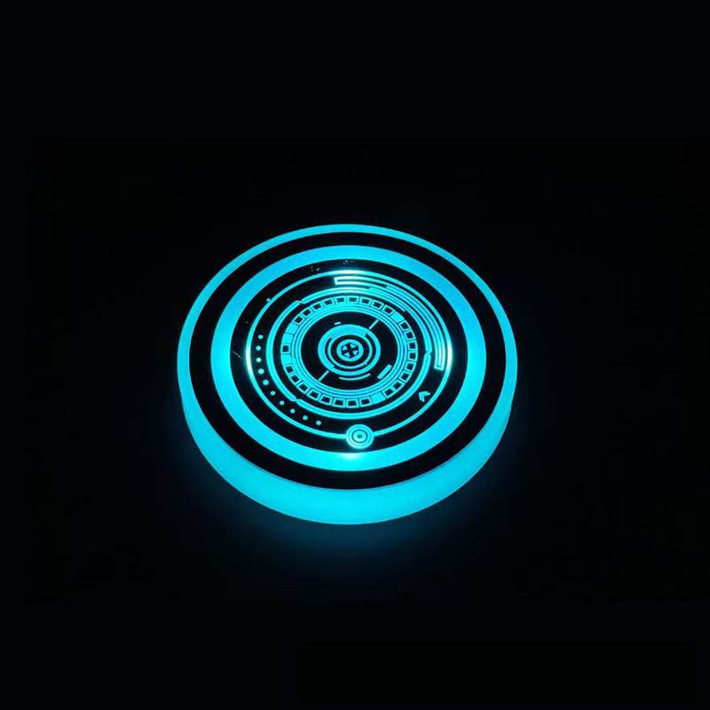 車の LED 発光ウォーターコースター カラフルな装飾ライト 車の三角窓雰囲気ライト USB 充電式滑り止めコースターライト|undefined