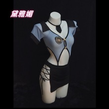 夜到深处「头号玩家」性感镂空绑带秘书女警V领制服cos包臀裙qqny