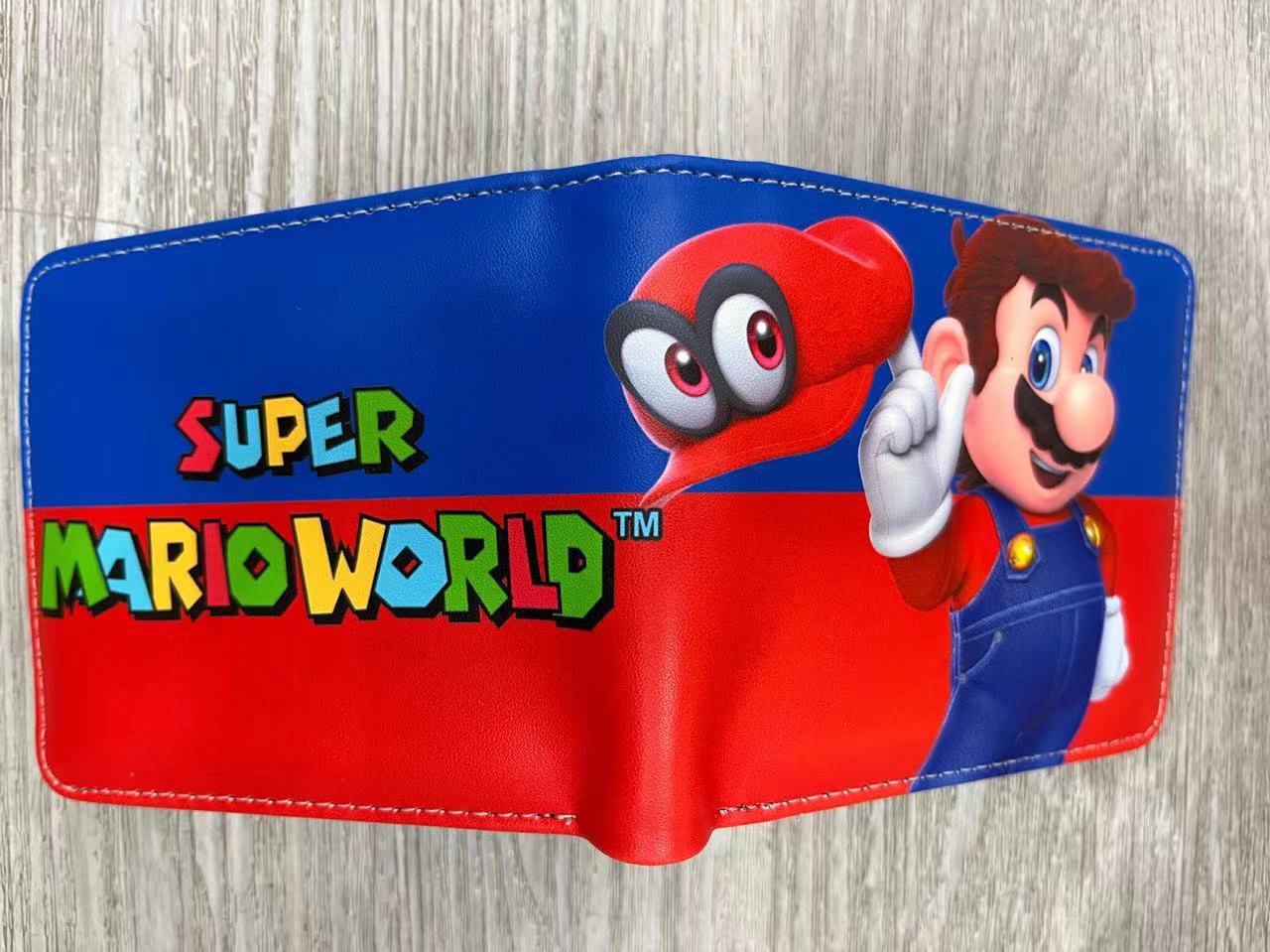 Nuevo Super Mary cartera corta Super Mario estudiante unisex pu cuero Snap cartera