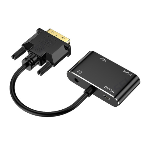 DVI to HDMI VGA with audio and power supply, same display and same frequency converter, DVI to HDMI four-in-one adapter cable