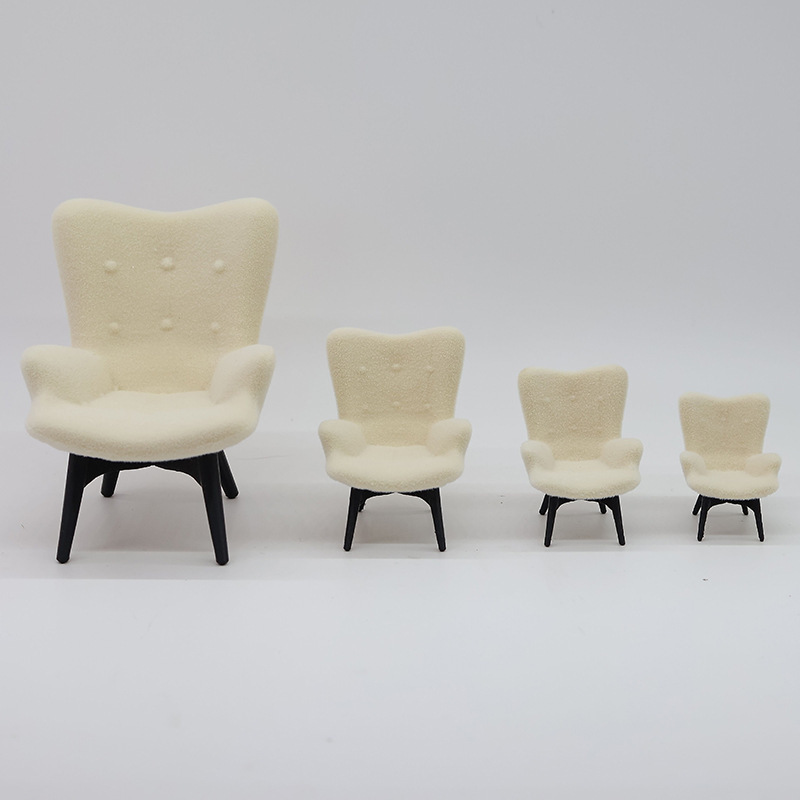 Modelo de sofá de flojo en miniatura de simulación de una sola persona, casa de muñecas, decoración en miniatura, muebles, modelo de sofá mini