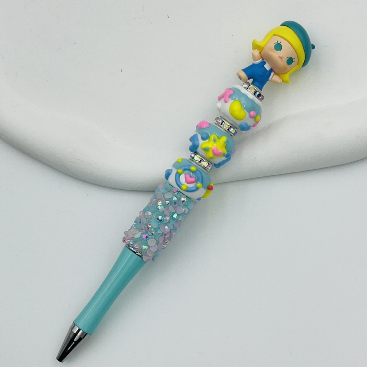 Genuino bolígrafo de granos espumoso, bolígrafo de cuentas encantador, bolígrafo de regalo creativo de dibujo a mano, bolígrafo de bola creativo