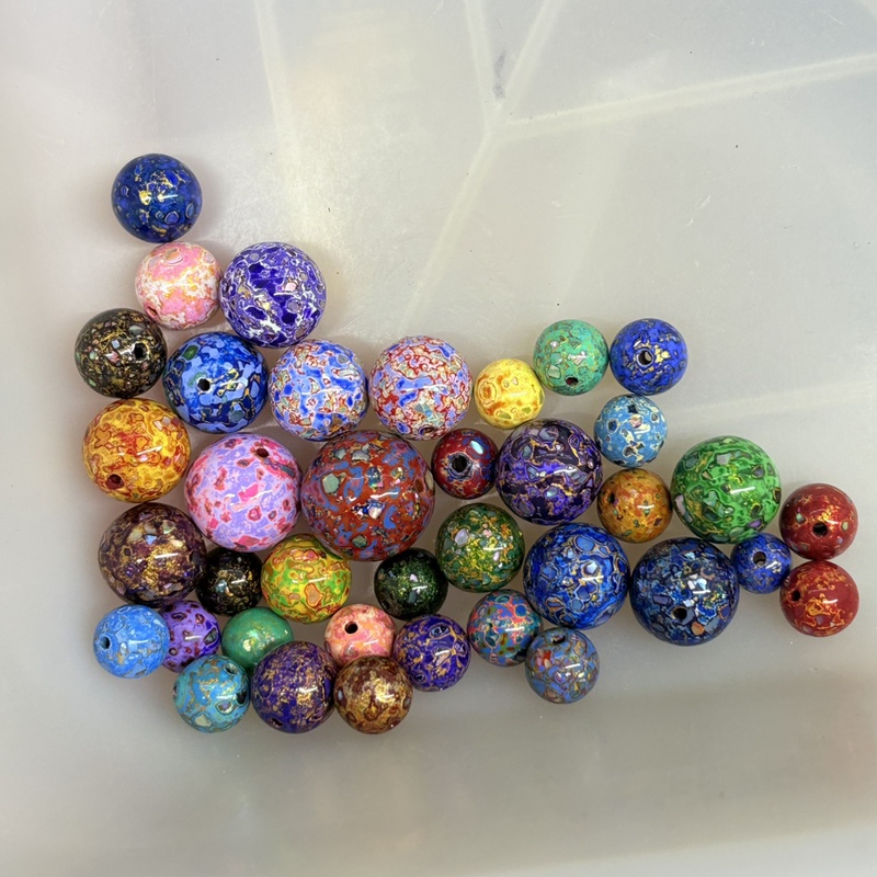 Intangible Cultural Heritage Lacquer Round Beads Exquisite Loose Bead Accessories Handmade DIY Jewelry Bracelets Necklaces with Bead Caps