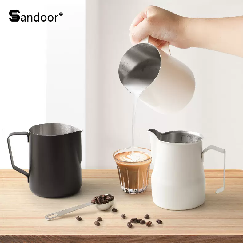 咖啡拉花杯304不锈钢内刻度咖啡打奶缸加厚量杯奶泡杯咖啡拉花壶