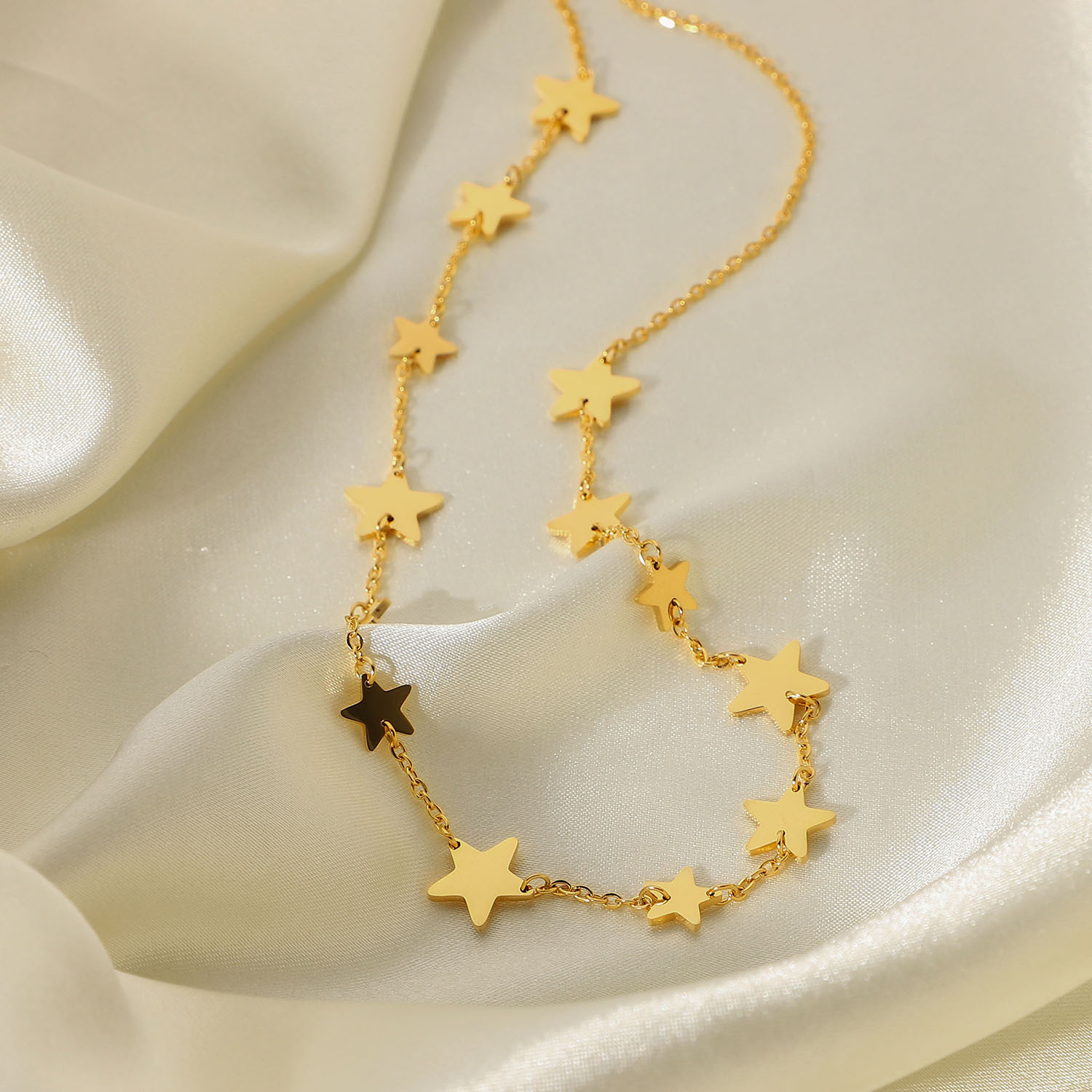 collier en acier inoxydable plaqu or 18 carats toile  cinq branches collier de bijoux faits  la main en grospicture3