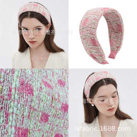 粗纺 小香风外套布料粉色 金丝编织 男女装大衣面料 批发